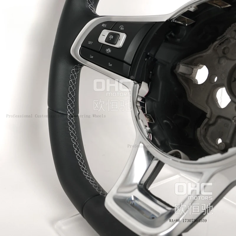 Suitable for 15-19 Volkswagen GTI MK7, upgraded with components and buttons, high-end full-leather car steering wheel