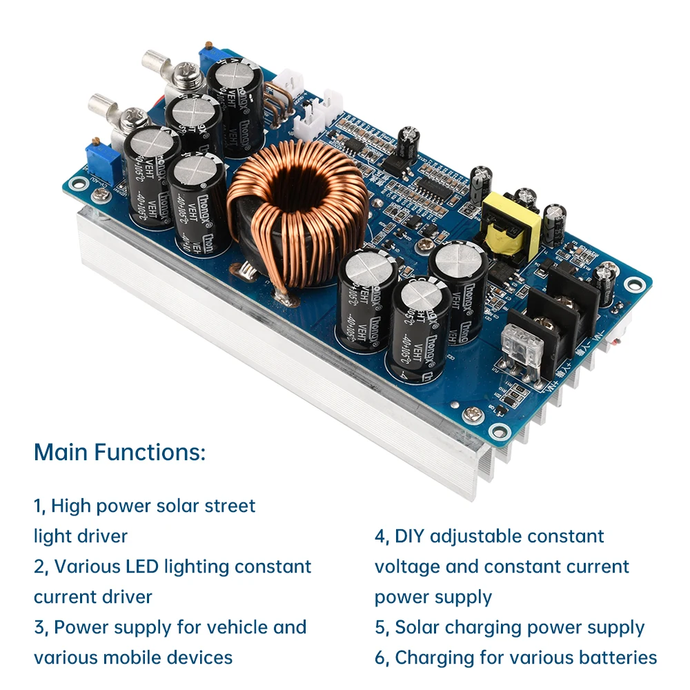 Регулируемый понижающий модуль питания DC-DC DC20V-70V до DC2.5V-58V 30A 800W постоянное напряжение/токовый с интеллектуальным охлаждающим вентилятором