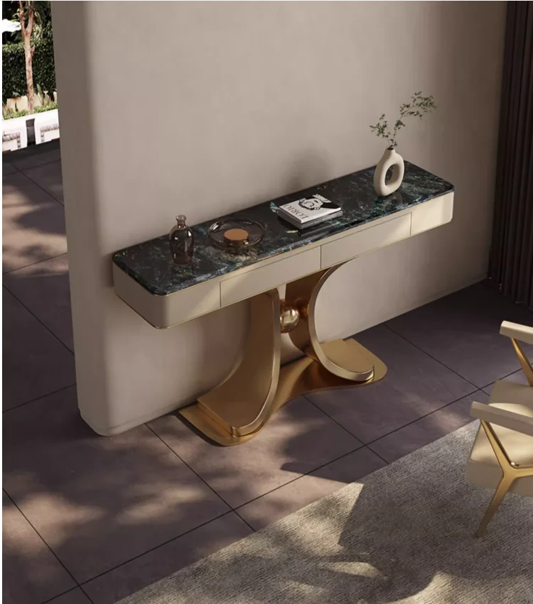 Natural luxury stone porch table villa entry light luxury senior sense porch table aisle case modern simple porch table