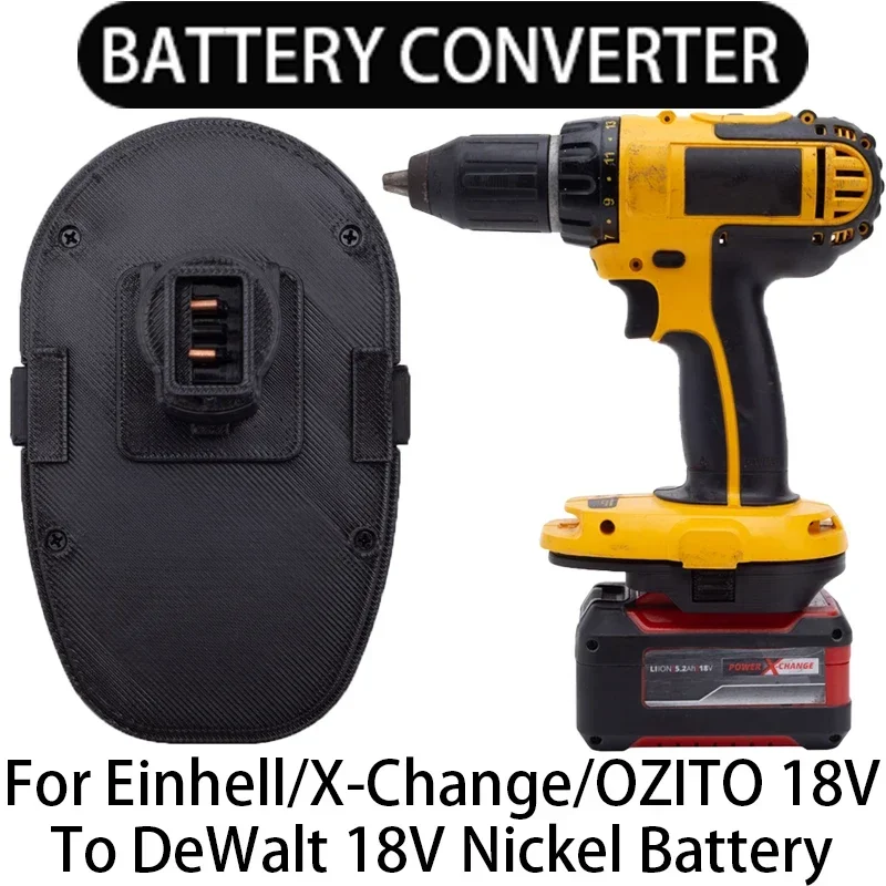 Battery Adapter/Converter for DeWalt Ni-Cd Ni-Hi tools to Einhell/X-Change/Ozito 18V Li-Ion Battery Adapter Power Tool Accessory