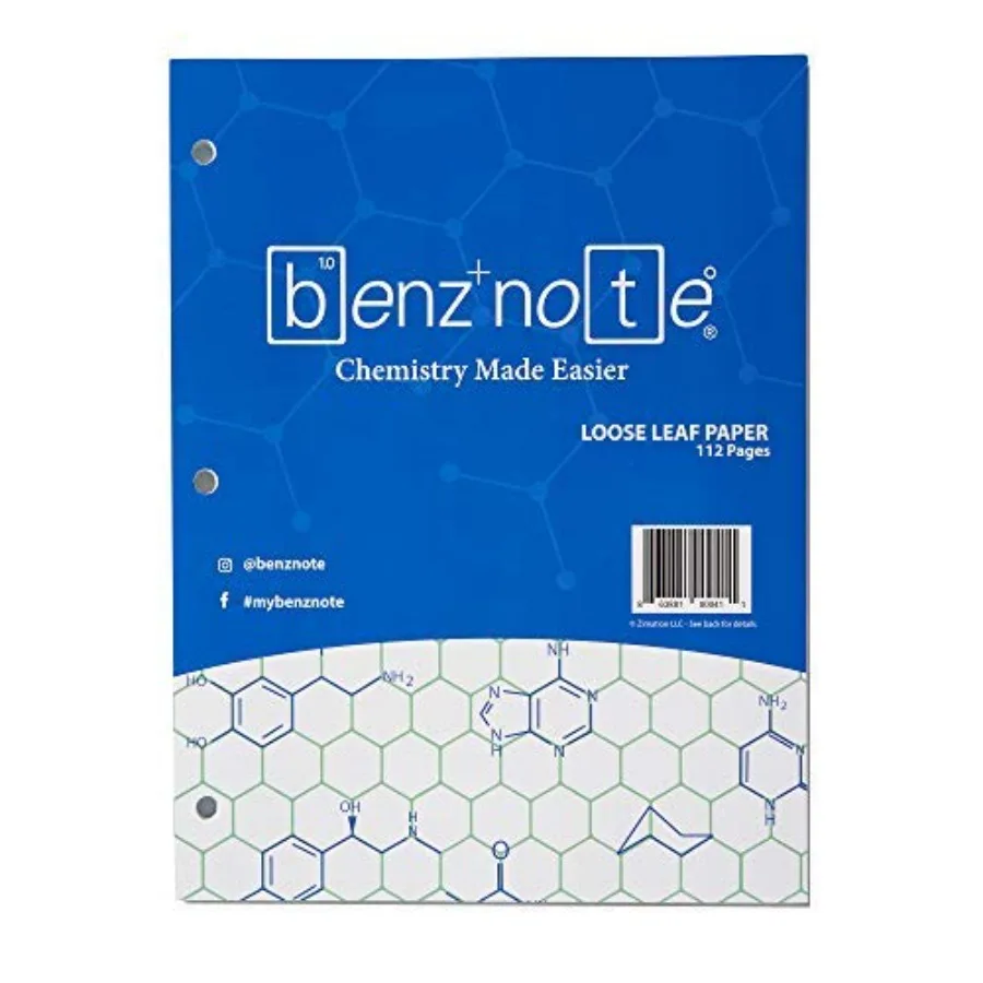 

, Loose Leaf Filler Paper, for Organic and Biochemistry, 8-1/2" x 11", Hexagonal Graph Rule, Green Lined, 3-Hole Punched, 112 P