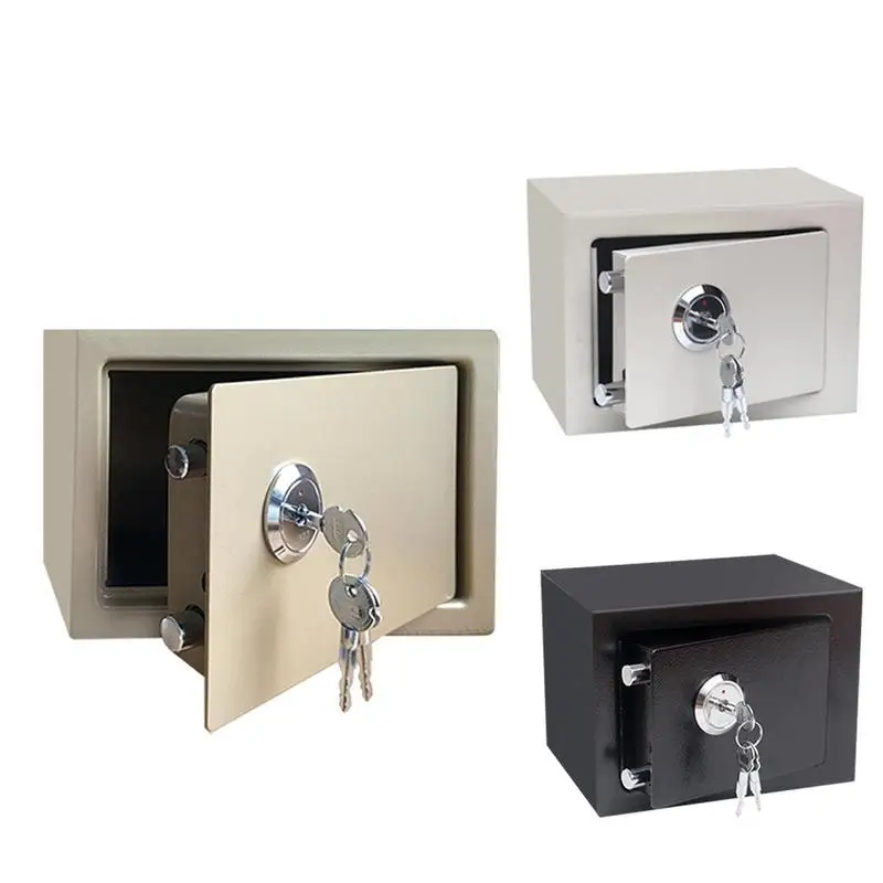 Safe Box Steel Security Safe And Lock Box With Electronic Keypad Fireproof Home Safe Dual Key System Secure Cash Jewelry Box