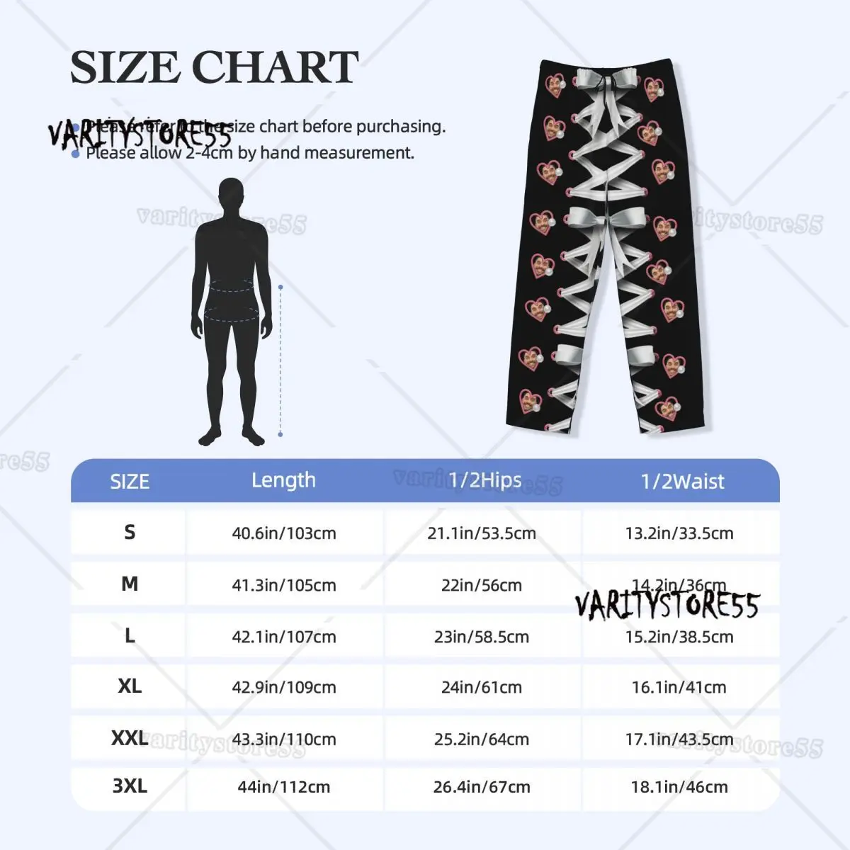 맞춤형 흰색 리본 러브 페이스 사진 파자마 바지 남성용 신축성 있는 허리밴드 수면복 포켓 포함
