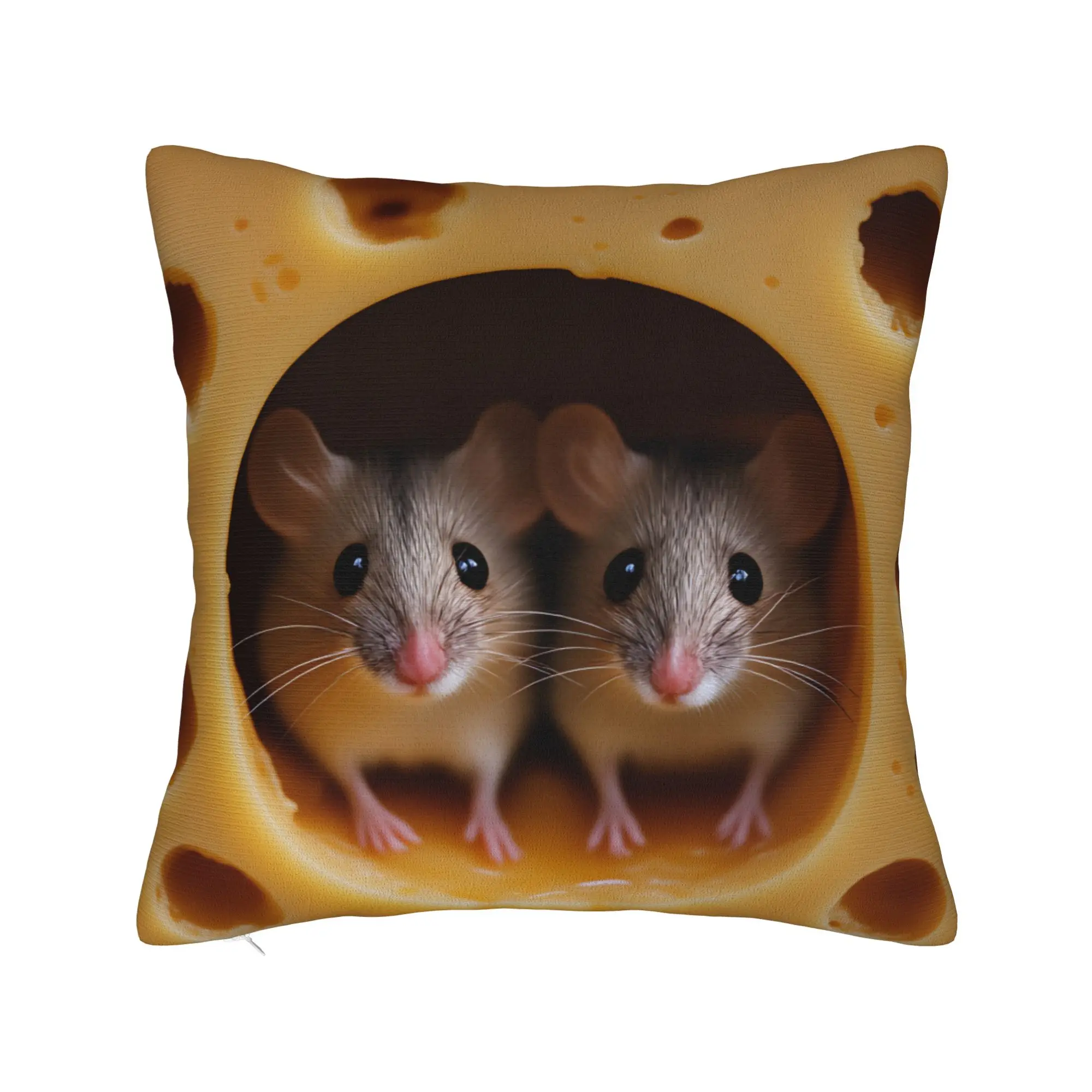Pillow Cover Cute Mouse-in-Cheese  Retro Trendy Pillow Case For Living Room Chair Pillowcases