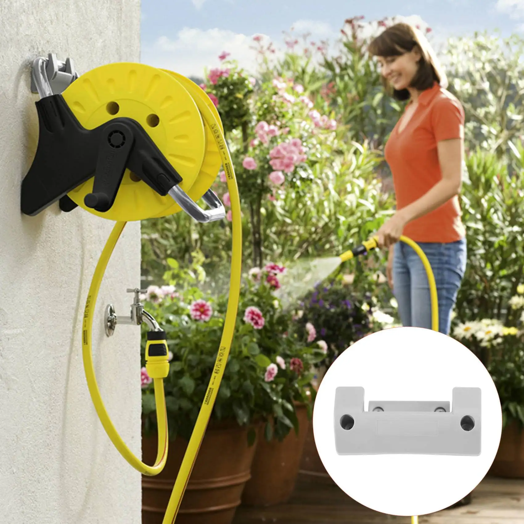 PVC Wall Mounted Jardim Mangueira, Reel Holder, Pipe Hanger, Expansão Parafusos, 2Pcs, 8Pcs