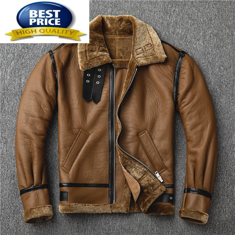 Genuine Leather 100% Jacket Men Clothing 2023 Motorcycle Natural Sheep Shearling Real Fur Coat Man Chaqueta Cuero Hombre