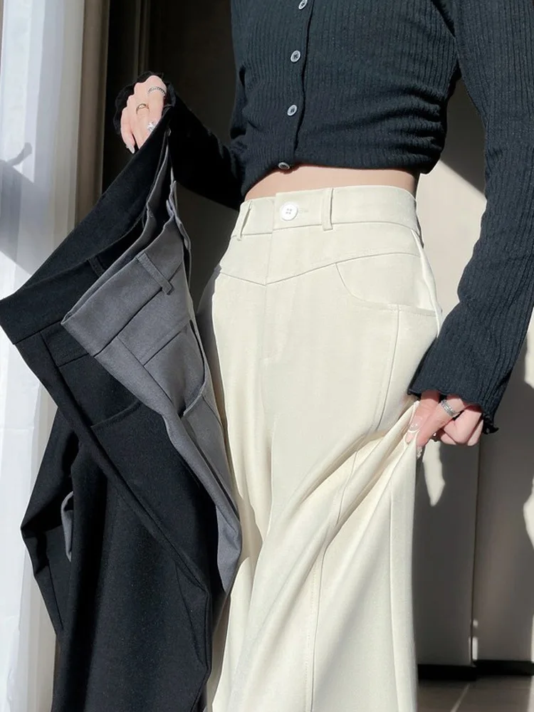

High Waist Wide Leg Pants Suit Straight Cut Long Trousers Banana Knife Narrow Version Summer New Arrival for Tall Women