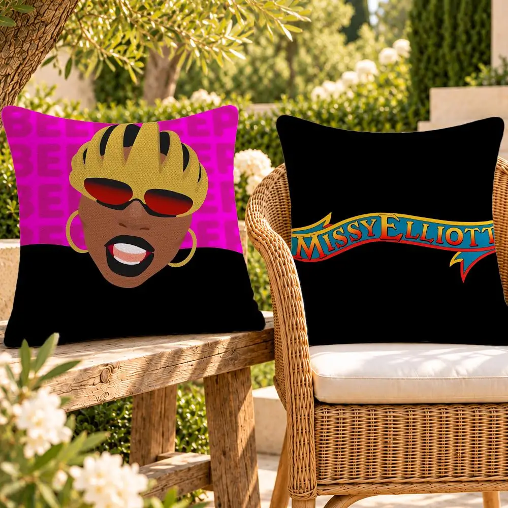Rapper Hip-Hop Missy Elliott Cushion Cover Soft Plush Throw Pillow Cover Washable Sofa Bed Patio Chair Home Decor