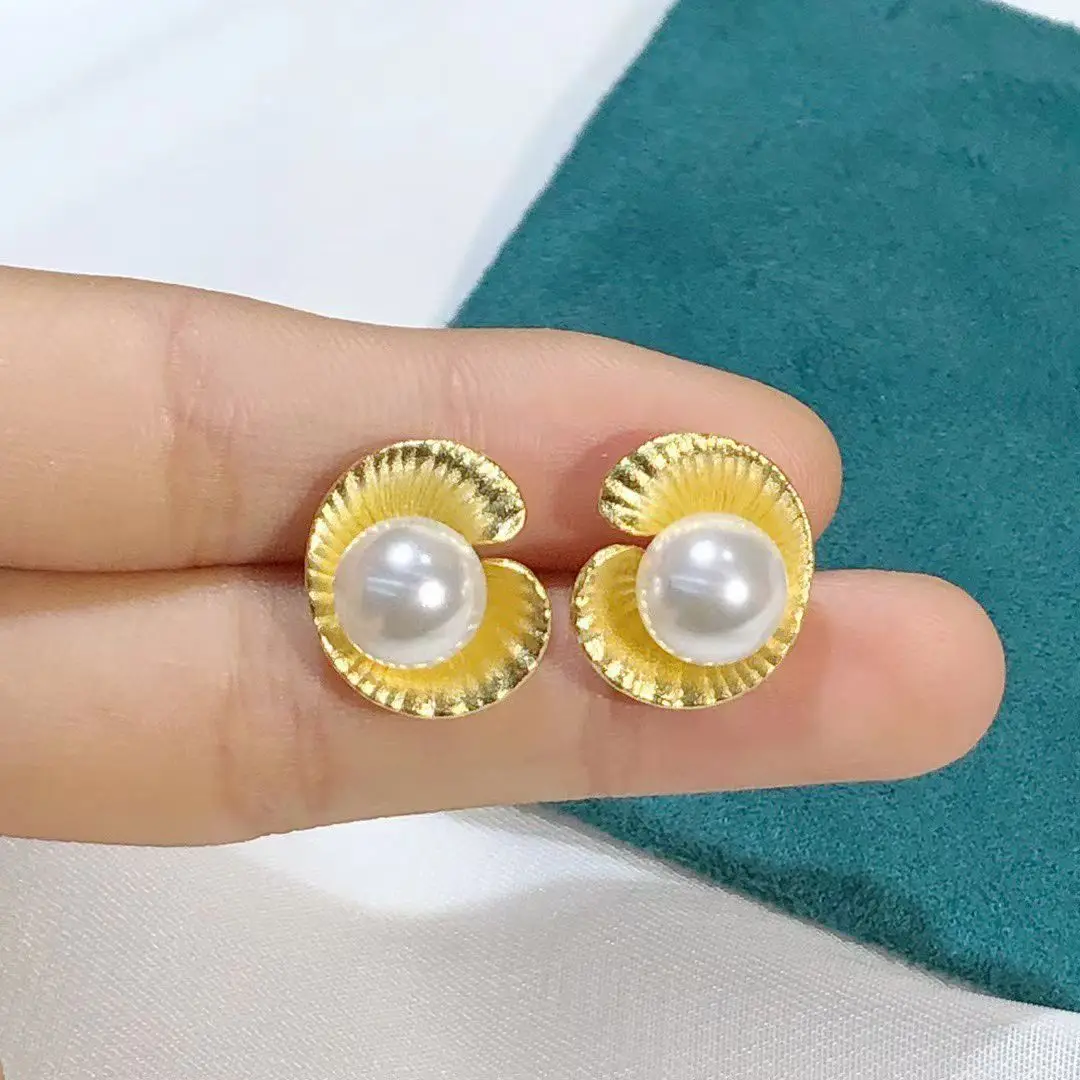 

Wholesale S925 Sterling Silver Earrings Mount Findings Settings Base Mounting Parts Accessory for 8-9mm Pearls 5 pairs/lot