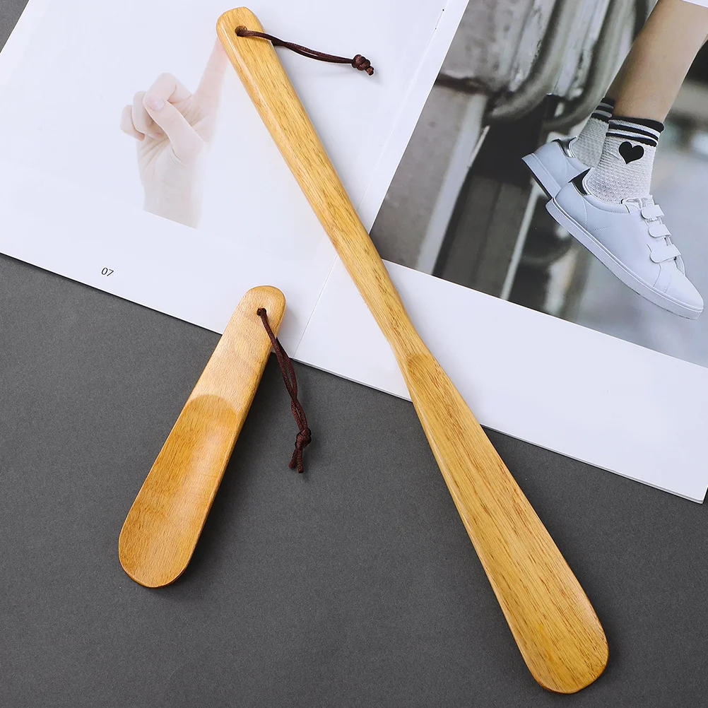 

4 pcs Wooden Horn Long Handle Ergonomic Shoe Assist Tool For Elderly Portable Boot Horn Household Travel Shoe Helper Solid Wood