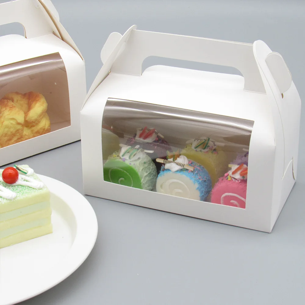 10/20pcs Hand-Held Transparent Window Paper Gift Boxes For Wedding Birthday Party Cake Bread Baking Package Box Custom LOGO Box