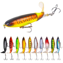 Señuelo de pesca Topwater, cebo Artificial Whopper Popper, Plopper duro, cola giratoria suave, 1 pieza, 10cm/14cm