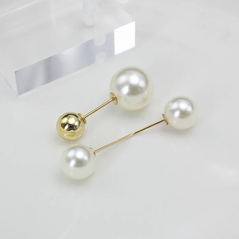 Big White Pearl Golden Ball Beads Clothing Brooches for Women Lapel Safety Sweater Coat Dress Pins Badge Buckle Accessories