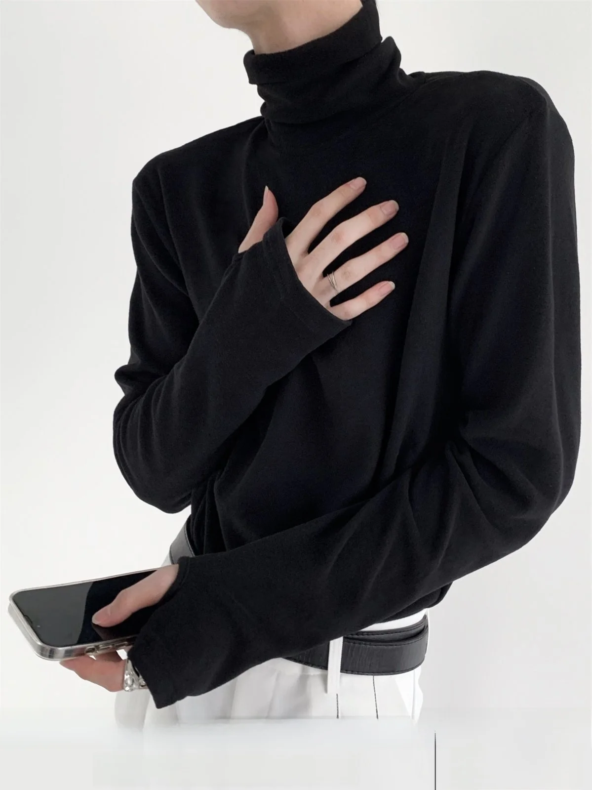 Soft High Neck Long Sleeve Men's Base Shirt Autumn Winter Inner Wear T-shirt Versatile Comfortable Korean Style Anti-Wrinkle