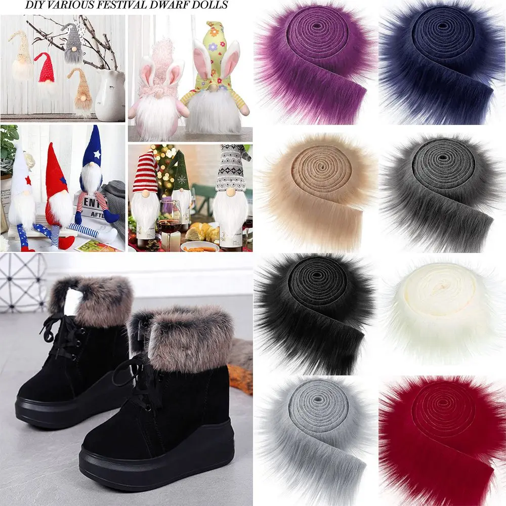 Trimming Winter Costume Fluffy Apparel Sewing Faux Fur Ribbon Tapes Trim Fabric Roll Plush Fur Stripe Long Plush Fur Fabric