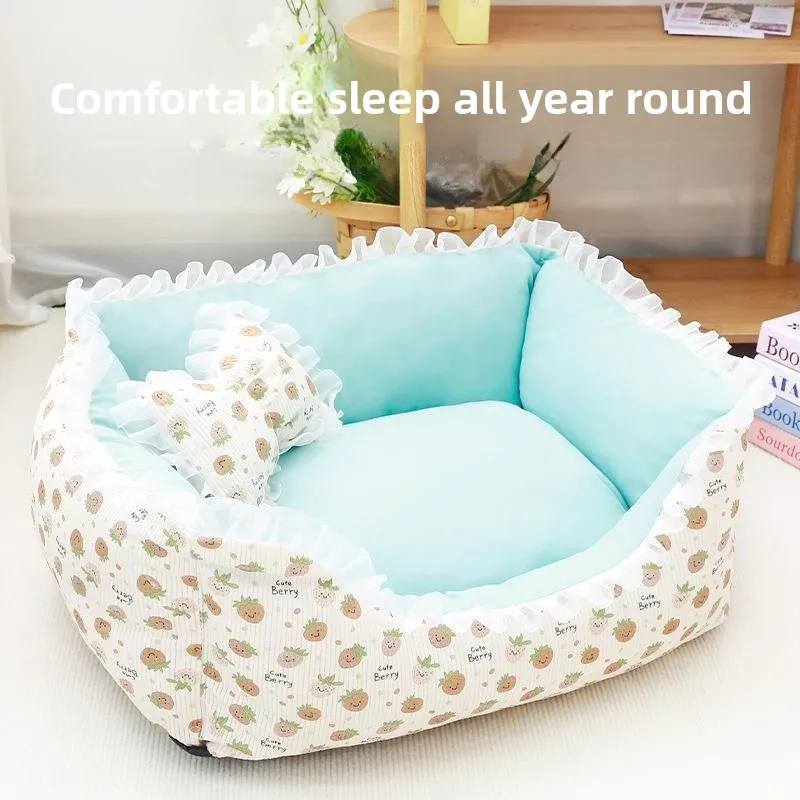 

Detachable Washable Dog Bed Small Breed Puppy Mat Nest Winter Season Universal for Beagles Chihuahuas And Other Dogs
