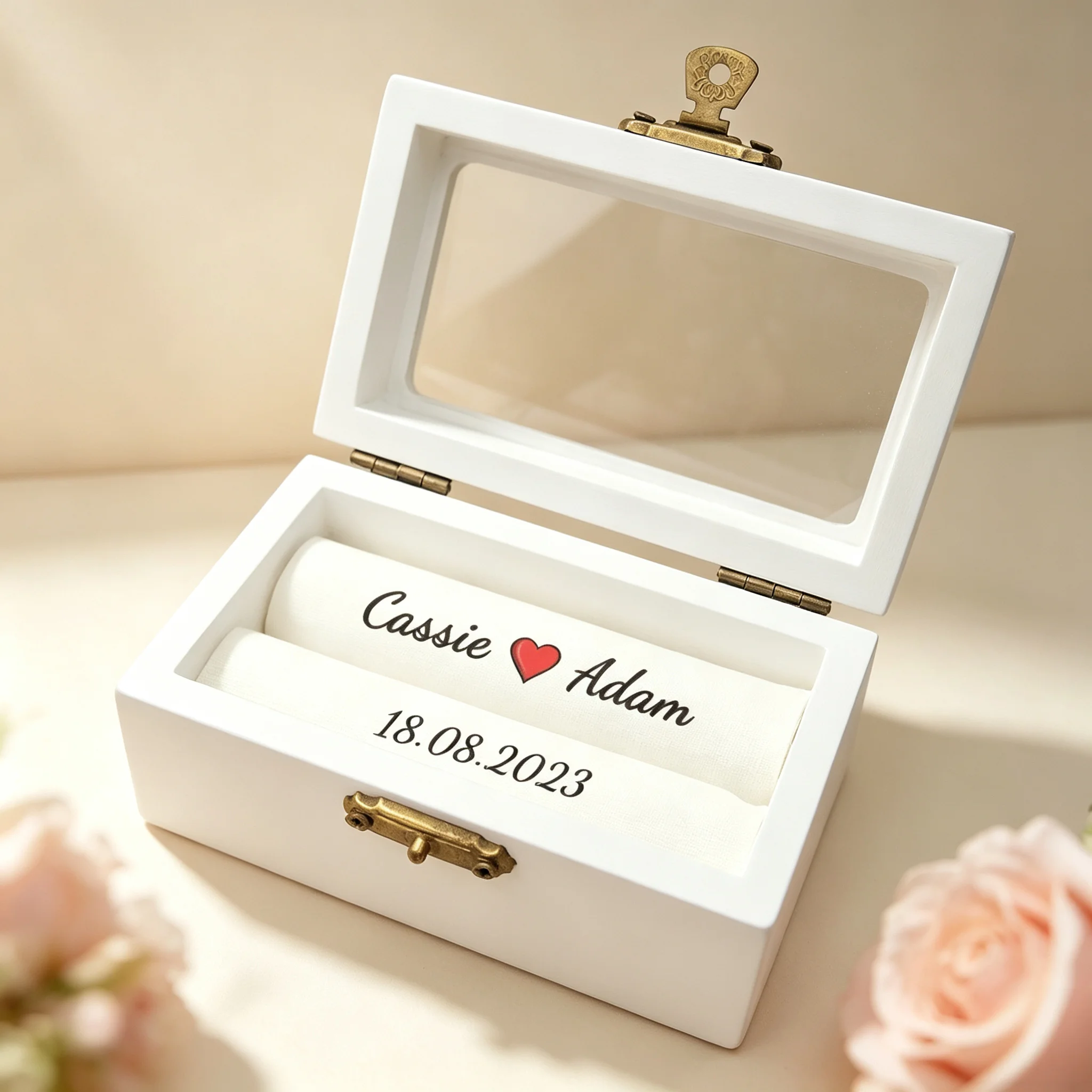 맞춤형 결혼 반지 상자, 이름이 새겨진 흰색 결혼식 반 - Wedding Card Box 리뷰 및 가격
