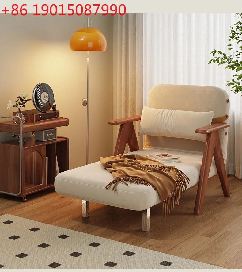 

French retro solid wood single sofa bed folding multifunctional living room retractable double sofa bed