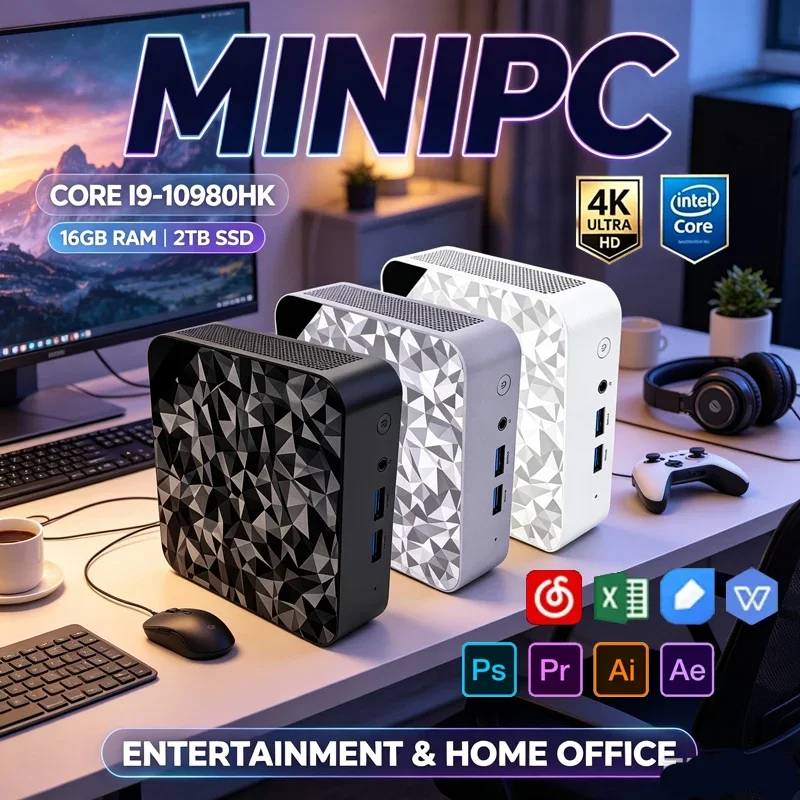 Premium Intel I9-10980HK Colorful Mini Pocket PC Win11 16GB 2TB SSD WiFi6 BT5.2 4K for Business Graphic Design & Game Stream