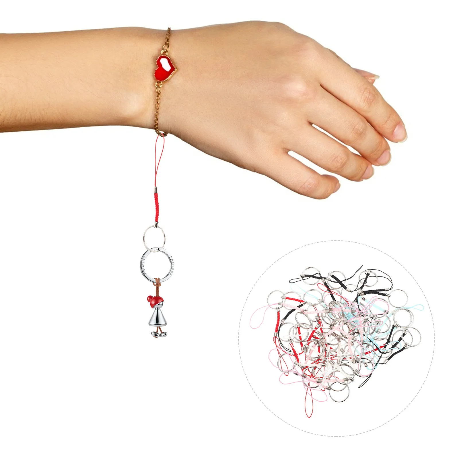 

50 Pcs Keychains Strap Charm Cords Lanyard Stretchy Rings for Car Keys Hanging Ornaments