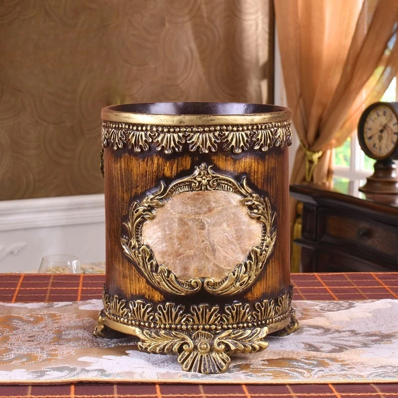 

Европейская винтажная роскошная корзина для мусора высокого класса, журнальный столик в американском стиле, декоративная деталь, товары для дома