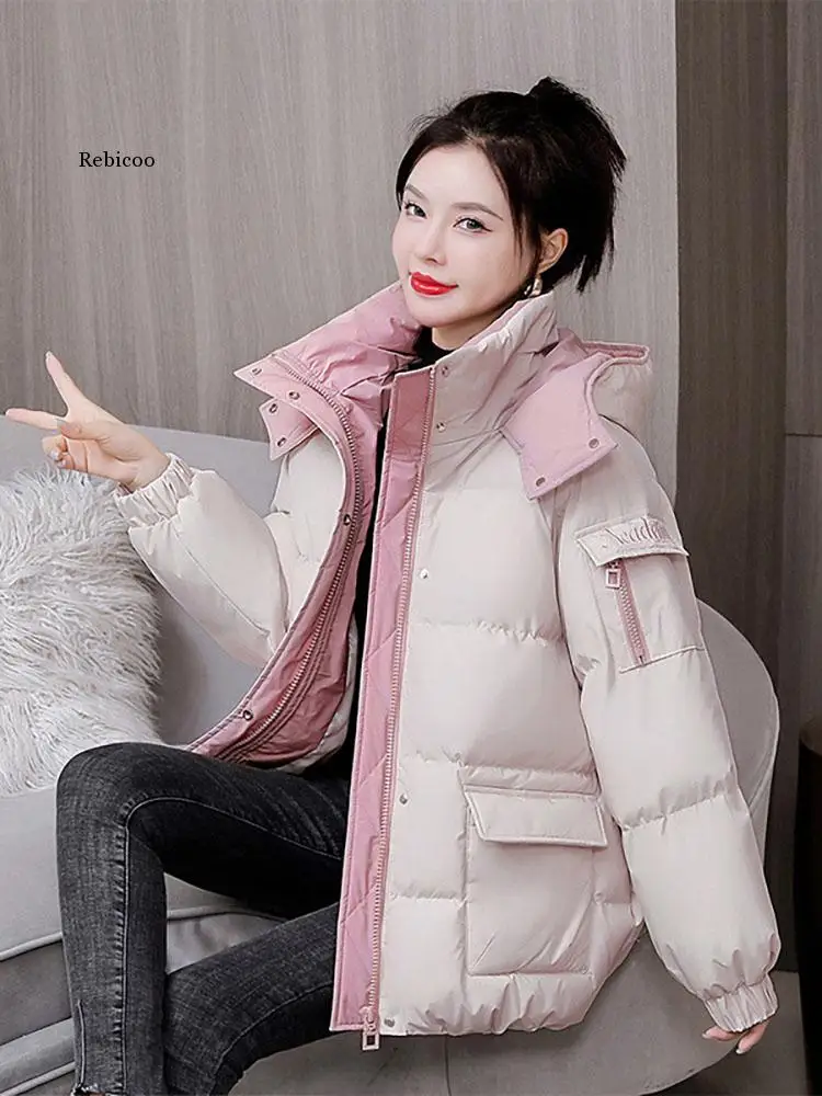 Winter Women's Jacket Winter Thick Hooded Parkas for Women Korea Fashion Loose Warm Clothes Female Cotton Padded Coats Soft Tops