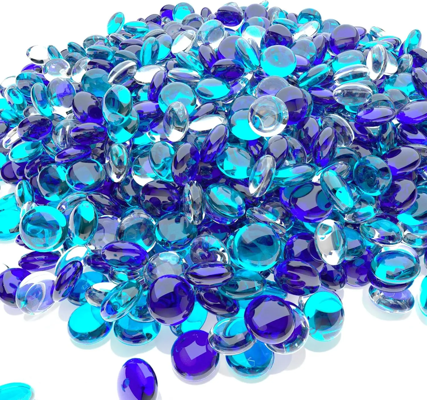 

10 Pounds Fire Pit Glass, 1/2 Inch Reflective Beads for Outdoor Fireplace, High Luster Mixed Colors