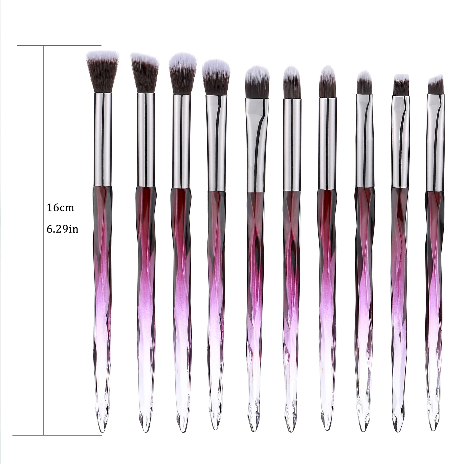 10 pincel de maquiagem deslumbrante, pincel de sombra, sobrancelha, pincel labial, corretivo, ferramentas profissionais de maquiagem para os olhos