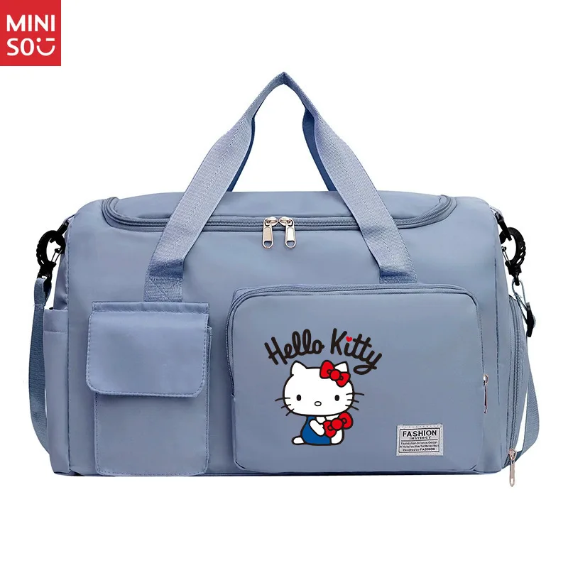 Miniso Large Cartoon Print Gym Bag with Shoe Compartment | Durable Sports Duffle & Travel Tote