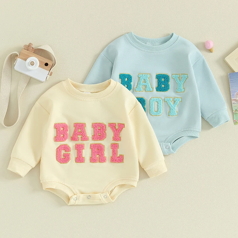 

2023-11-09 Lioraitiin 0-18M Toddler Baby Sweatshirt Romper Clothes Cute Fuzzy Letter Embroidery Long Sleeve Jumpsuit Tops