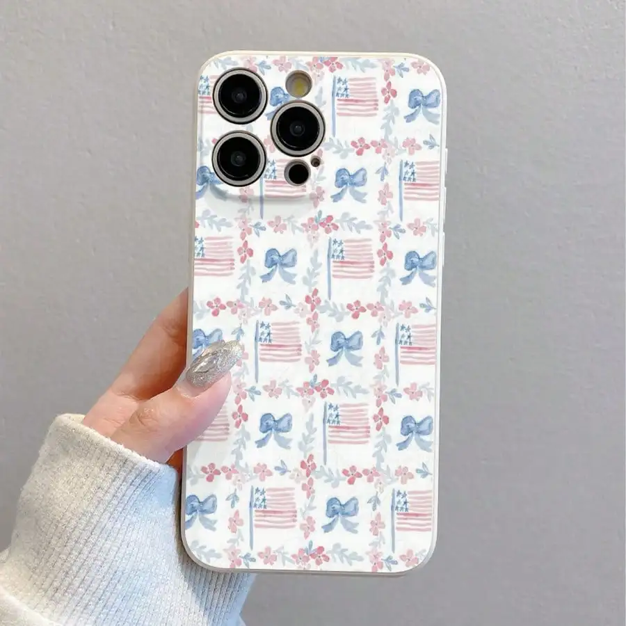

Popular Best-Selling Silicone Phone Case, Stars Flags Bows And Flowers Pattern Pattern 13 Pro Max/16 Pro Max/16 Plus/ 15 Pro Max/15 Plus/14 Pro Max/14 Plus/17 Pro Max/13 Plus/12 Pro