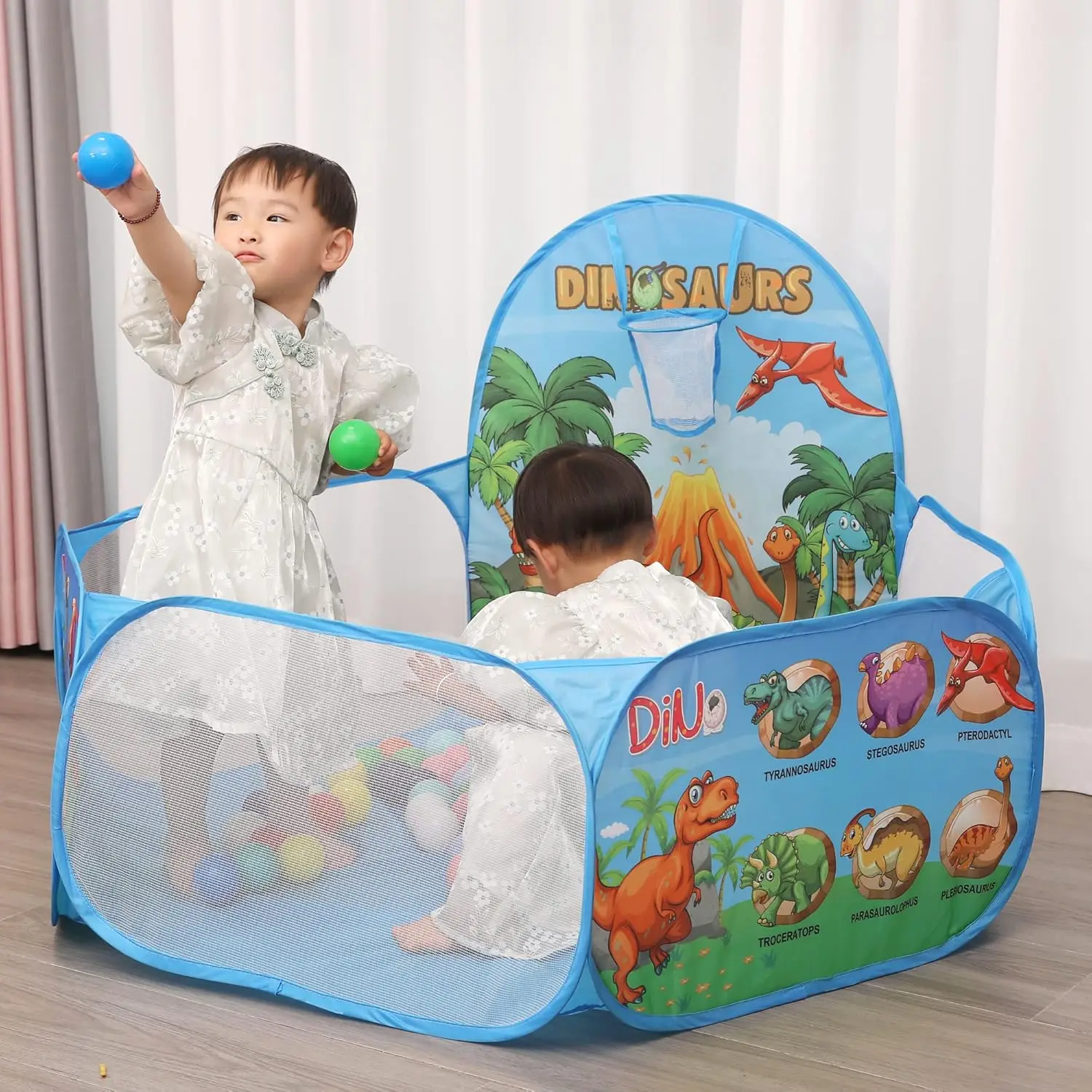 Foldable  Dinosaur Kids Pop Up Play Tent,  Baby Play Ball Pool with Storage Bag | Balls Not Included , Playpen, Boys & Girls