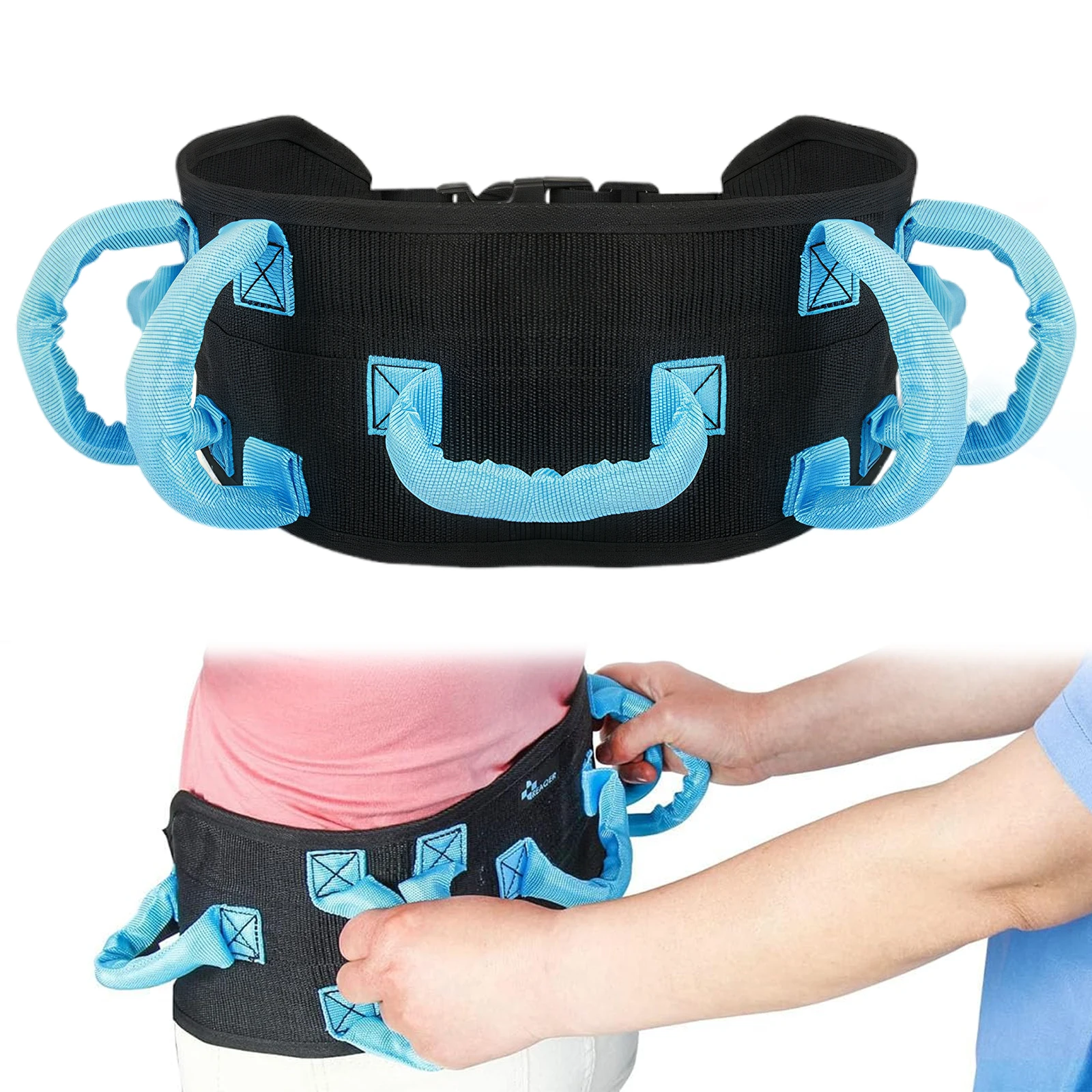 

Elderly Transfer Belts with Handles Metal Buckle Safety Gait Belt Adjustable Rehabilitation Assistive Device for Lifting Seniors