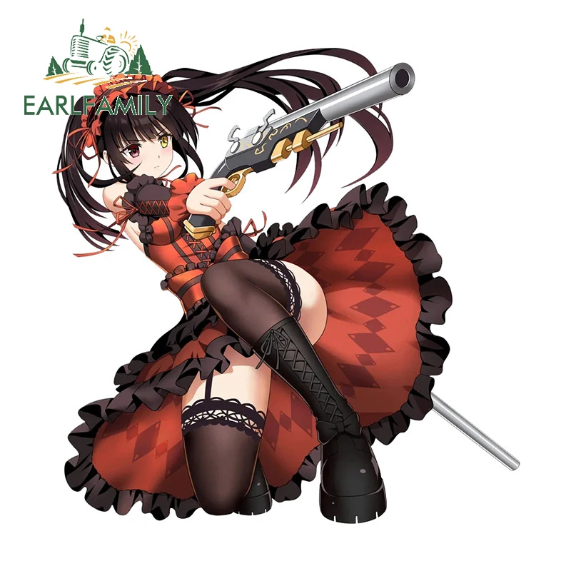 

EARLFAMILY 13cm for Tokisaki Kurumi Nightmare Car Stickers Vinyl Car Wrap Cartoon Decal Car Door Protector Creative Decoration