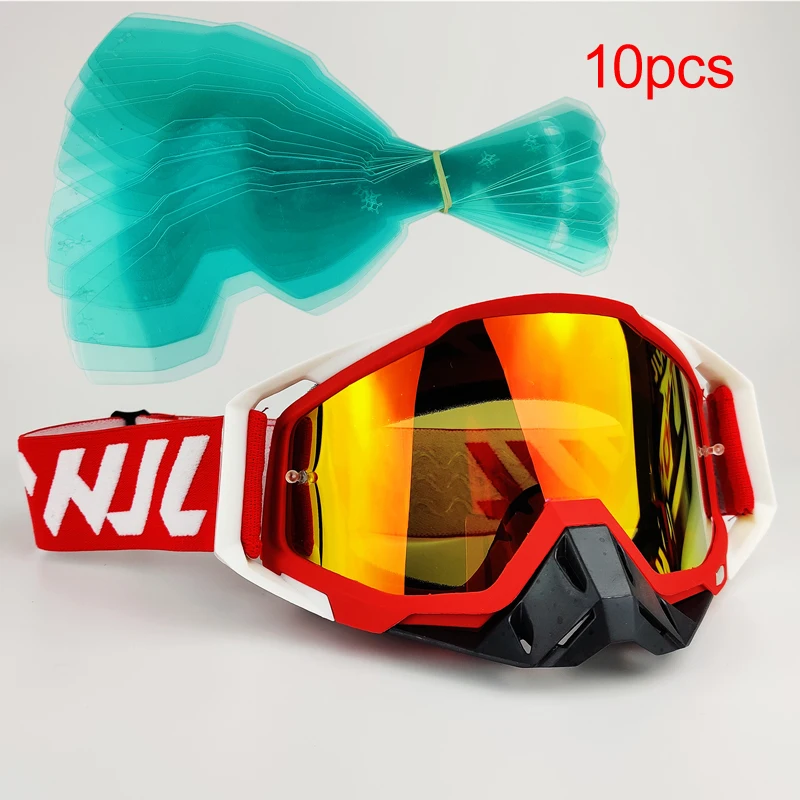 10Pcs/Lot Motocross Tearable Films for Goggles of Motorcycle Sunglasses Accessory Windproof Glasses Plastic Protective Rubber