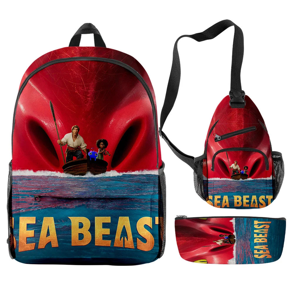 

Trendy Youthful the sea beast 3pcs/Set Backpack 3D Print Bookbag Laptop Daypack Backpacks Chest Bags Pencil Case