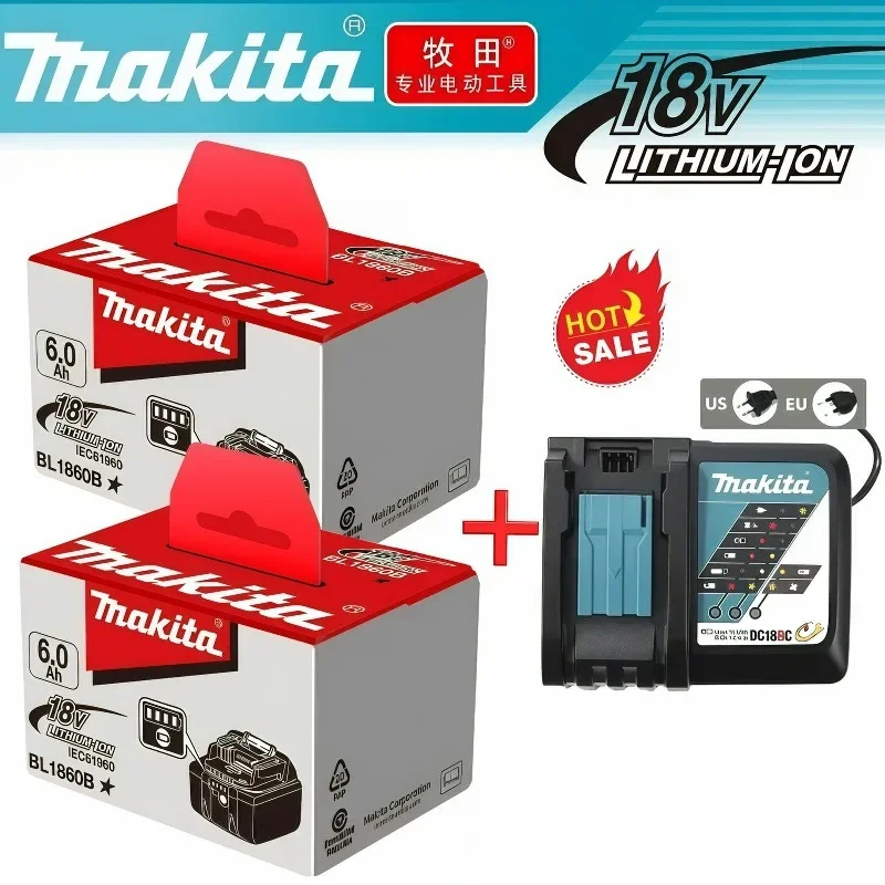 100% Original Makita 6Ah 18V für Makita Akku BL1830B BL1850B BL1850 BL1840 BL1860 BL1815 Ersatz-Lithium-Akku