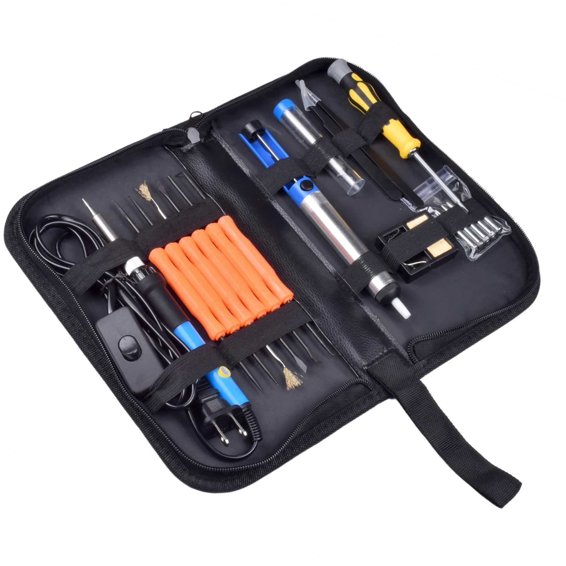 

9 in 1 Electric Soldering Iron Set with Switch, Tin Wire, Tweezers, Soldering Iron Stand, Tool Bag