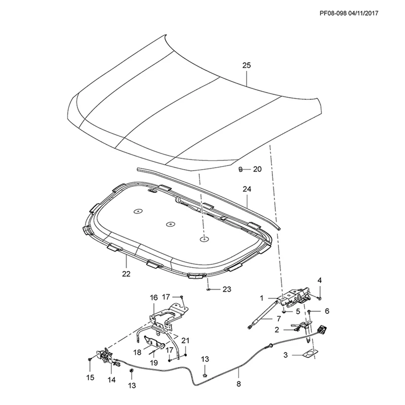 

2X39093522 Привод передней стойки капота для Golden Dragon GREAT WALL MG Nissan Pickup Leopard Opel Insignia 39169701