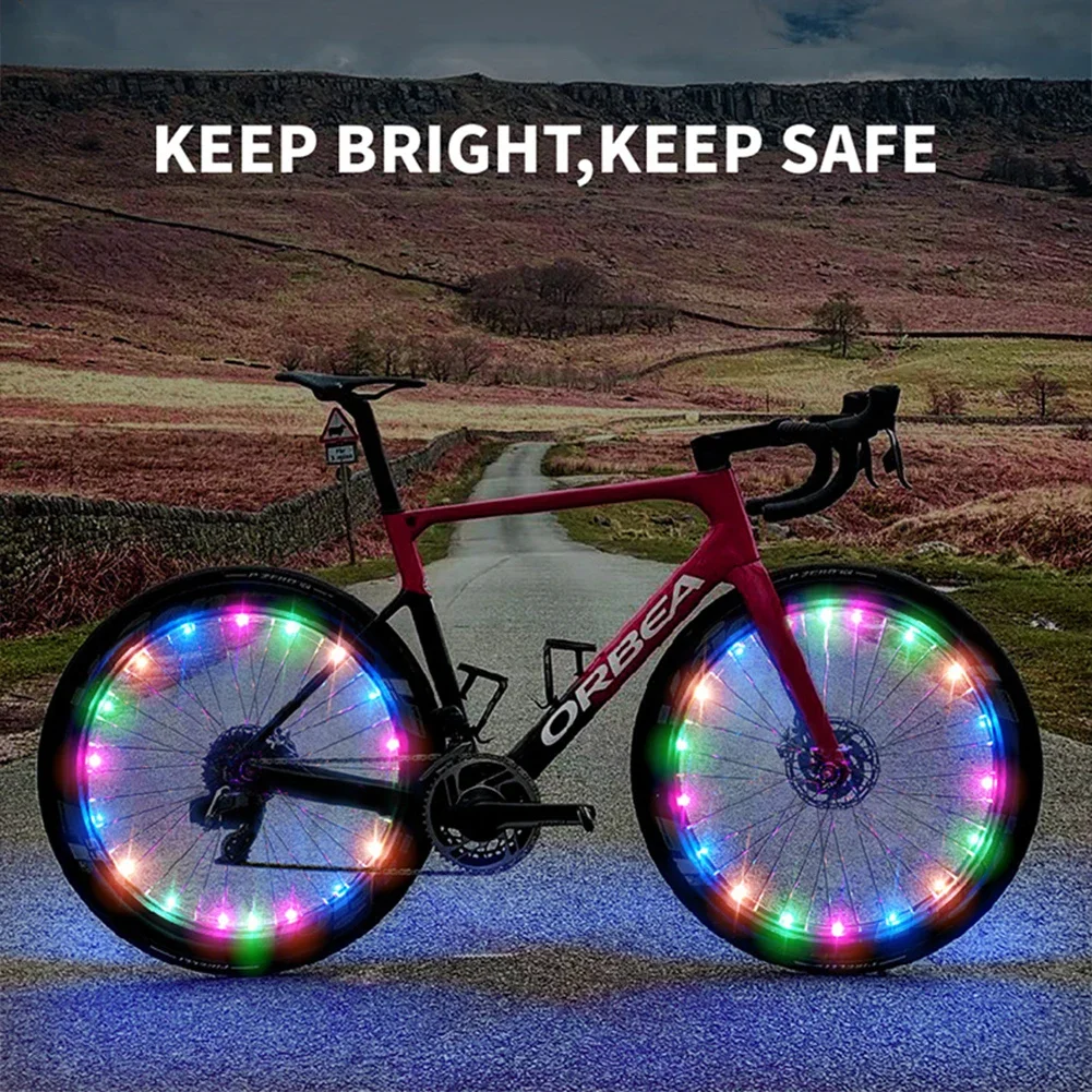 Luces LED a prueba de lluvia para rueda de bicicleta, luces de radios delanteros y traseros, decoración de ciclismo, tira de luces de neumáticos, accesorios coloridos, nuevos