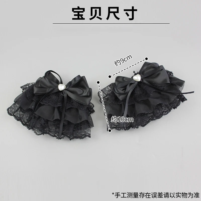 Dulce lindo encaje mangas falsas arco muñeca puño suéter pulseras decorativas guantes cortos sin dedos para niñas fiesta de té