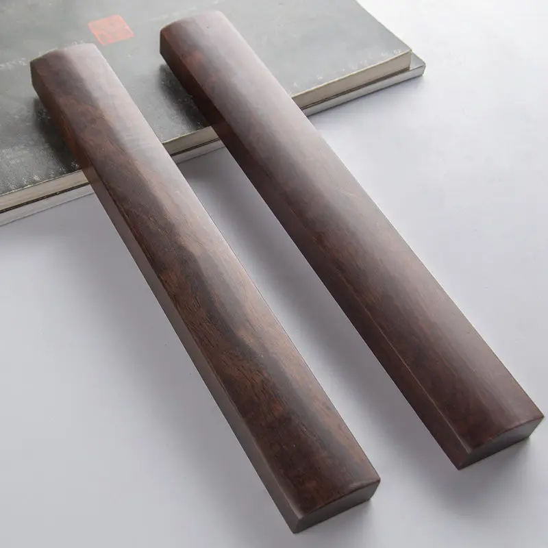 Black Catalpa Wood Paperweight Set Pair Solid for Calligraphy Students Beginners Practice Desk Decoration Gift Ancient Style