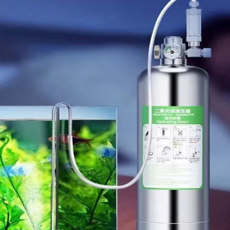 ZRDR حوض السمك مولد CO2 المزدوج قياس الضغط فقاعة قياس صمام الكهرومغناطيسي خزان الأسماك المواد الخام مولد ثاني أكسيد الكربون التفاعلية