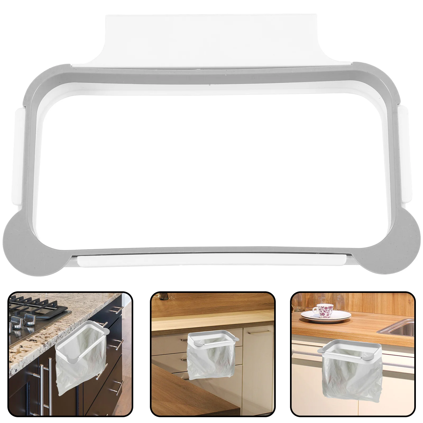 

Handheld Garbage Holder Grey No Drill Easy Install For Cabinet Trash Bag Rack Kitchen Storage Organizer Cabinet Bag Holder