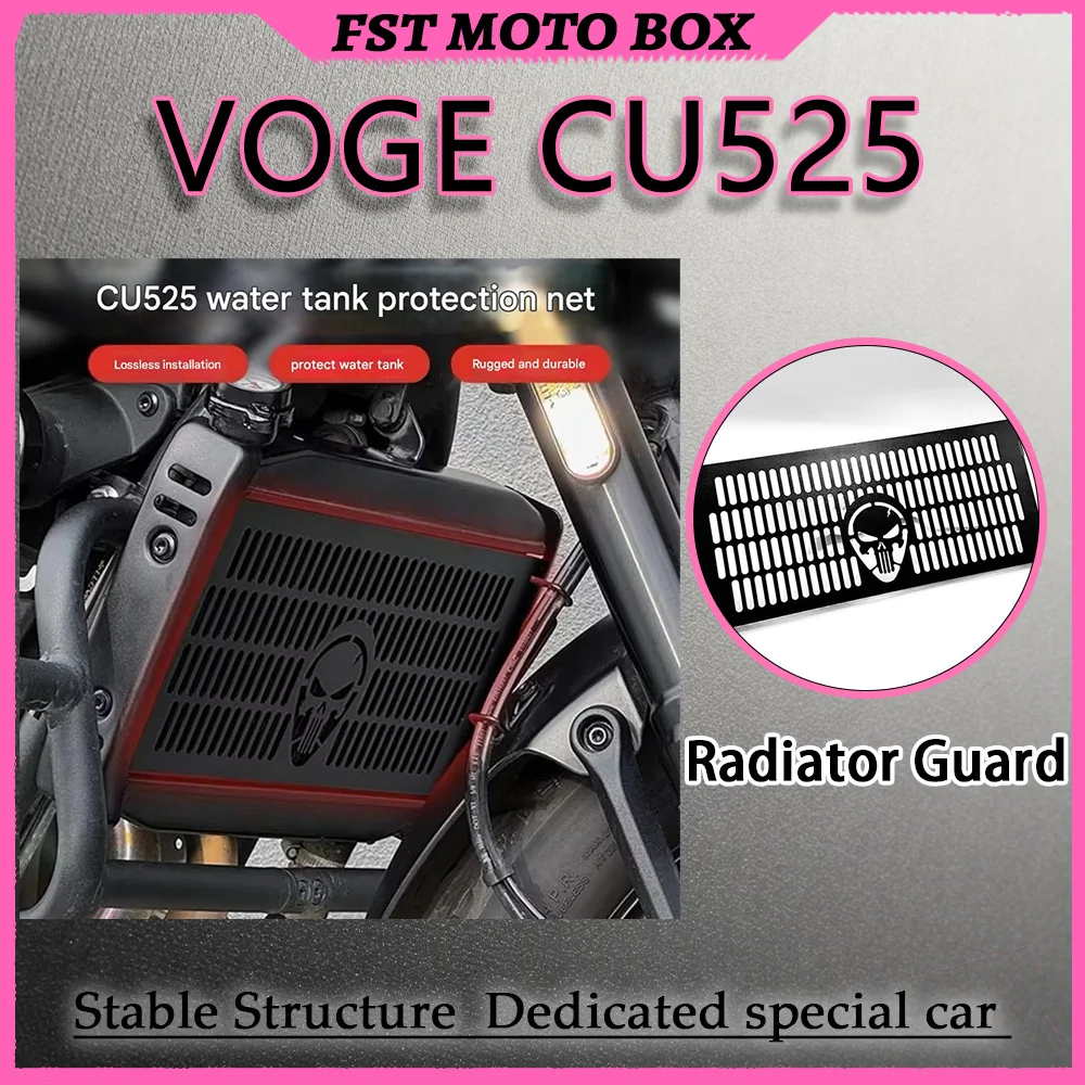 FOR Stylish Black Radiator Grille Guard Steel Water Tank Protector Original Mount Compatible  VOGE CU525 Motorcycle Accessories