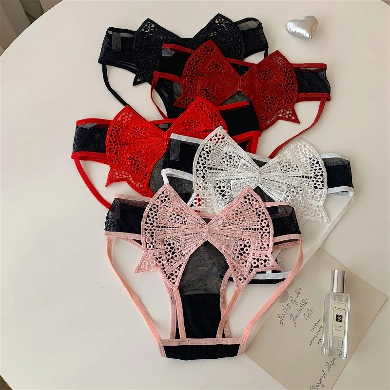 

Big Bow Panties for Women Buttocks Hollow Sexy Lingerie See-Through Lace Erotic Underwear Seamless Japanese Style Трусы Женские