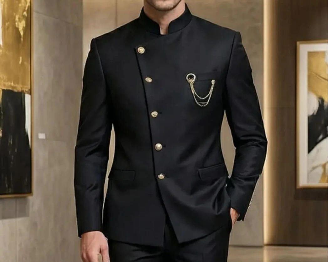 Formal Elegant Men's Suits 2 Piece Set New Design Black Slim Fit Wedding Suits Groomsmen Party Tuxedo Costumes Homme