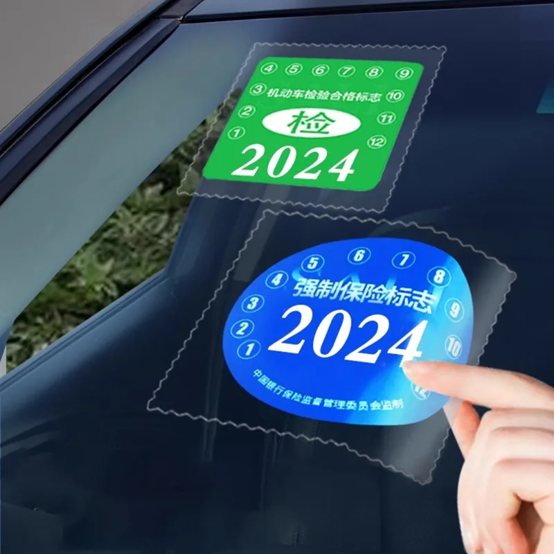 Car Electrostatic Stickers Auto Annual Inspection Stickers Windshield Annual Inspection Labels Traceless Electrostatic Decals