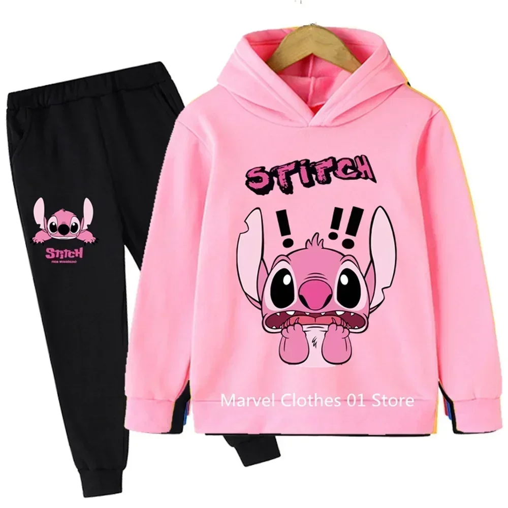 

Girls Stitch Hoodie Set Kids Long Sleeves Outfits 3-14 Years Children's Sets Baby Boys Casual Tracksuit Hoodie + Pants Sets