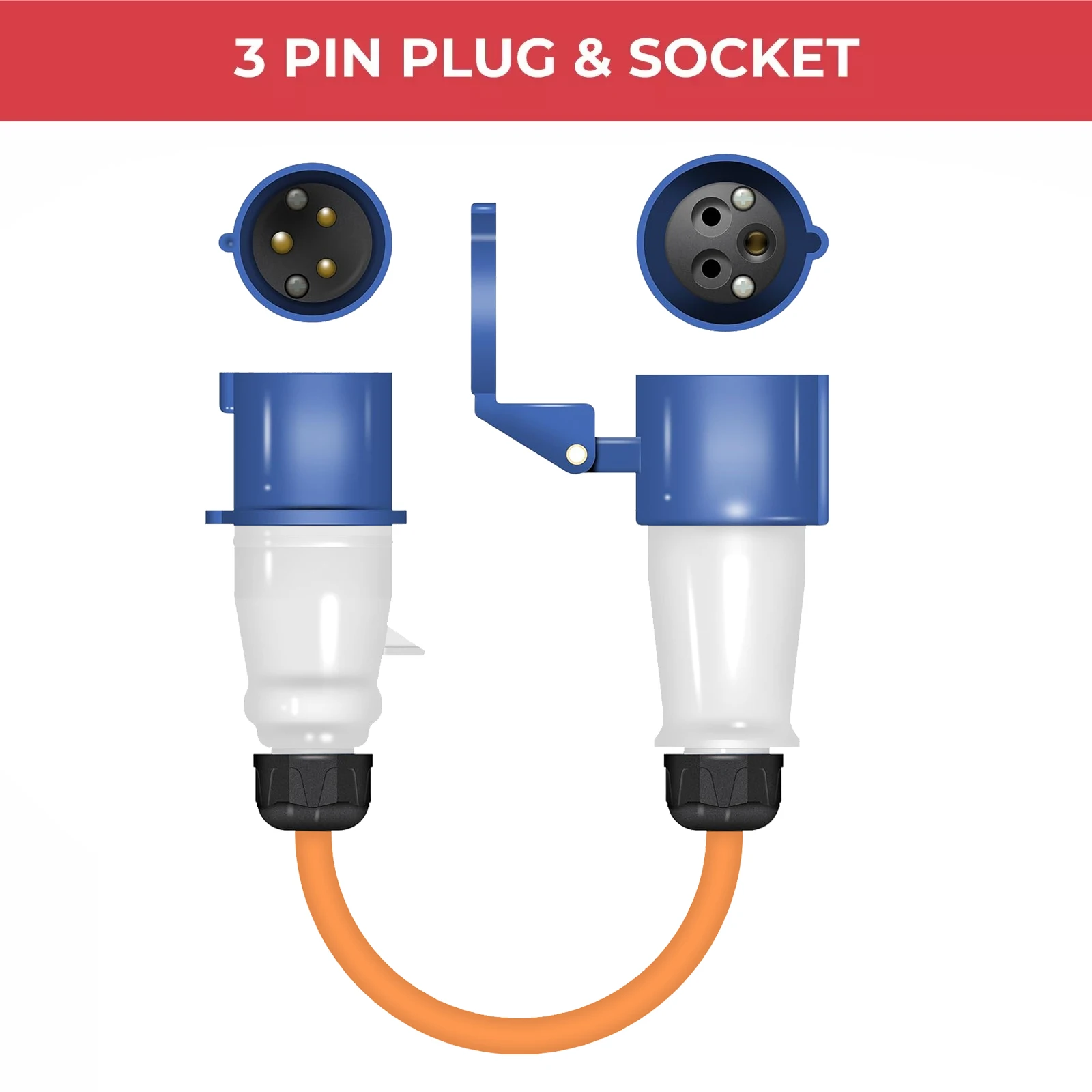 RV Reverse Polarity Adapter Power Cable Connector Plug For Mains Hook Up 16A Caravan Camping Motorhome Boat Accessories